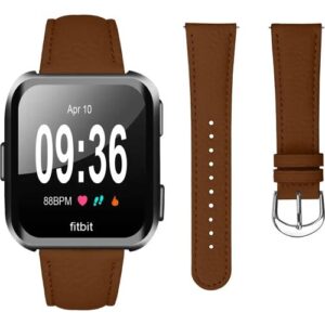 INF Lederarmband mit Litschi-Struktur für Fitbit Versa2/Versa Lite Braun