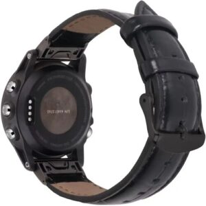 INF Echtes Lederarmband für Garmin Fenix 7X 7S Schwarz 20 mm