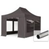 TOOLPORT 3×4,5m Stahl Faltpavillon, inkl. 4 Seitenteile, dunkelgrau – (600055)