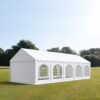 TOOLPORT 3x10m Partyzelt, PVC-Plane, weiß, mit Bodenrahmen – (7268)