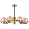 Lamkur Pendelleuchte GEORGIA 49298 gold schwarz Stahl Glas H/L: ca. 48,5×66 cm E27 7 Brennstellen