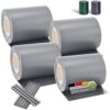 Juskys PVC Sichtschutzstreifen Doppelstabmatten Zaun 4er Set á 35m x 19cm – Zaunfolie – hellgrau