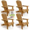 Juskys® Garten Liegestuhl Korfu 4er Set – aus Akazienholz, klappbar, 85x69x94 cm, natur, geölt, Gartenstuhl, Sonnenliege