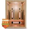 ARTSAUNA® Infrarotkabine Aarhus140 Natur – Premium Hemlock-Holz, 5 Dual Vollspektrumstrahler mit Dimmer & Flächenstrahler, LED Farblicht, 140x120x190 cm