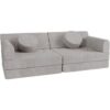 Juskys Kinder Spielsofa Kayo – Hellgrau, baubare Stapelsteine für Kinder, pflegeleichte Kindercouch aus Cord
