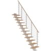 Dolle Mittelholmtreppe Frankfurt Gerade Eiche weiß, geölt 75 cm breit für Geschosshöhen 259 – 301 cm UK Metall Weiß inkl. einseitigem Designgeländer