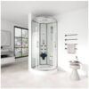 HOME DELUXE Duschkabine mit Wasserfall und Rückenmassage WHITE PEARL – 90 x 90 cm