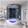 HOME DELUXE Dampfdusche mit Whirlpoolfunktion und Dampfsauna EXCLUSIVE – 150 x 150 cm Schwarz
