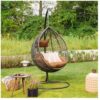 HOME DELUXE Polyrattan Hängesessel mit Gestell CIELO – Grau/Braun