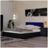 HOME DELUXE LED Bett mit Schubladen NUBE – 180 x 200 cm Schwarz