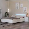 HOME DELUXE LED Bett mit Schubladen NUBE – 180 x 200 cm Weiß