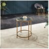 HOME DELUXE Beistelltisch Glas MASEI – 50 x 50 cm Gold