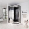 HOME DELUXE Dampfdusche mit Wasserfall und Dampfsauna BLACK PEARL  – 120 x 80 cm Rechts