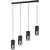 Reality Pendelleuchte Robin schwarz Rauch Metall Glas B/H/D: ca. 81x150x10 cm E27 4 Brennstellen