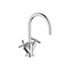 Dornbracht Tara Waschtischarmatur 2251389200 chrom, Ausladung 165 mm, mit Ablaufgarnitur, mit Zugstangen, Kreuzgriff, 2 Griff