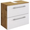 Waschbeckenunterschrank LIVORNO 60 x 53 cm Wotan Eiche/ Weiß matt