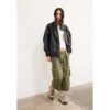 Stradivarius Oversize-Jacke aus Kunstleder mit Revers  Schwarz L