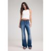 Stradivarius D68 Bootcut-Jeans mit Gürtel  PERLGRAUER DENIM-WASHED-LOOK 38