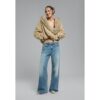 Stradivarius D91 Jeans Weites Bein und tiefer Bund  MITTELBLAUER DENIM-WASHED-LOOK 44