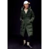 Stradivarius Langer gesteppter Daunenmantel mit Gürtel  Khaki XL