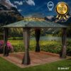 Brast Alu Pavillon PAGODE 3,5×3,5m dunkelgrau mit Moskitonetz und LED-Beleuchtung