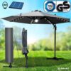 Brast Alu Ampelschirm 300cm grau mit LED-Beleuchtung