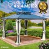 Brast Alu Pavillon PAGODE 4x4m beige mit Moskitonetz