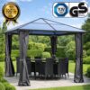 Brast Alu Pavillon PREMIUM mit festem Dach 3x3m grau