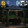 Brast Alu Pavillon PREMIUM 3x3m grau inkl. LEDs