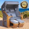 Brast Strandkorb OCEAN VIEW Prestige anthrazit / weiß gestreift