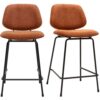 Miliboo Barhocker aus Stoff mit burnt-earth-Effekt und Metall H66.5 cm BARNET (2er-Set)