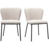 Miliboo Beige Stühle aus Stoff in strukturierter Samtoptik und schwarzem Metall (2er-Set) LISOR