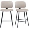 Miliboo Barhocker aus taupefarbenem Samtstoff und schwarzem Metall H70 cm (2er-Set) ATRIUM