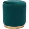 Miliboo Runder Samt-Pouf in petrolblau und goldfarbenem Metall D40 cm AMAYA