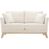 Miliboo Skandinavisches 2-Sitzer-Sofa mit abnehmbarem Bezug in Weiß mit Bouclé-Wolleffekt und Holzfüßen OSLO