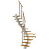 Dolle Mittelholmtreppe Frankfurt 1/2 gewendelt Eiche, geölt 65 cm breit für GH 222 – 258 cm UK Metall Perlgrau mit Geländer