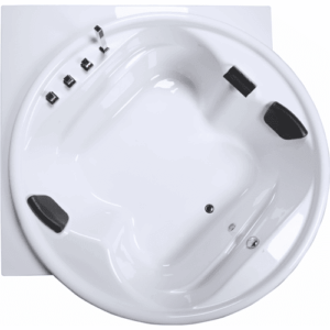 Badewanne 186×186 Eckig cm, rund oder eckig, Einbau, für 2 Personen, glasfaserverstärktes Sanitäracryl, Caribia VIDAL XXL Badewanne, Made in Germany