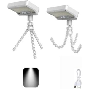 INF Weiße Octopus Solarleuchte: Bewegungssensor Outdoor Clip Lampe mit Dual-Ladefunktion
