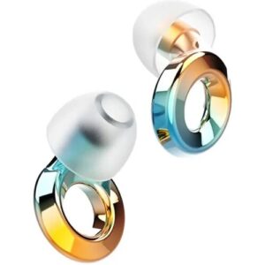 INF Mobius Ring Pro Silikon-Ohrstöpsel – Mehrfarbig Grün-Orange Farbverlauf, NRR 25-28dB, Waschbare Geräuschreduzierung für