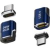 INF Magnetischer USB-C Adapter — Integrierter Aluminiumlegierung Type-C Magnetadapter mit eMarker-Chip, 240W PD, 80Gbps, 8K, Blau