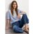 Street One Chambray Bluse mit Split Neck und Elastiksaum female Blau