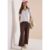 Cecil / 7/8 High Waist Wide Leg Hose im Loose Fit – brown cacao / Braun / 66% Baumwolle/30% Polyester/4% Elasthan / L S M XXL XL XS