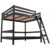 ABC MEUBLES Etagenbett 2-Sitzer 140×200 für Erwachsene Treppe Holz Sylvia – Schwarz