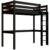 ABC MEUBLES Hohes bett 1-Personen Sylvia 90×200 mit gerader Leiter – Schwarz