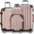 monzana® Hartschalenkoffer Set 4-tlg mit Zubehör Rollen 360º Rosé ABS