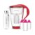 PearlCo GmbH Glas Wasserfilter inkl. 3 Kartuschen plus Glasflasche Rot