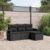 vidaXL 4-tlg. Garten-Sofagarnitur mit Kissen Schwarz Poly Rattan Schwarz