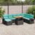 vidaXL 9-tlg. Garten-Sofagarnitur mit Kissen Schwarz Poly Rattan Schwarz