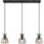 GLOBO Pendelleuchte schwarz Rauch mattschwarz Metall Glas B/H: ca. 65×120 cm E14 3 Brennstellen