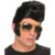 KARNEVAL-MEGASTORE Rock and Roll Perücke Herren schwarz mit Brille gold – male